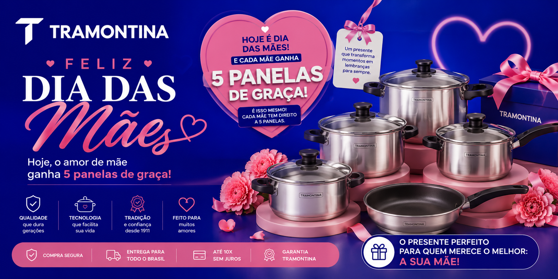 Feliz Dia das Mães — Cada mãe ganha 5 panelas de graça